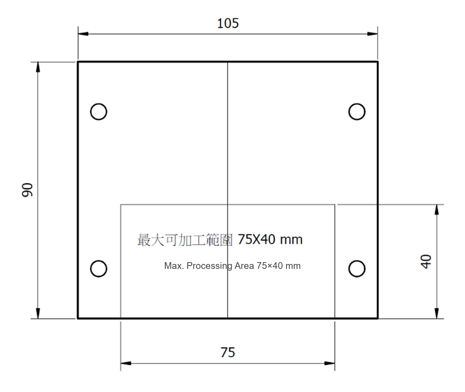 AR-110 最大可加工範圍